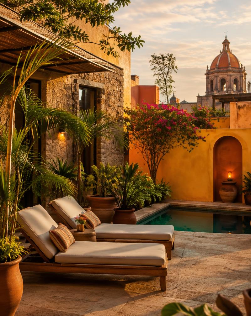 Terraza y alberca